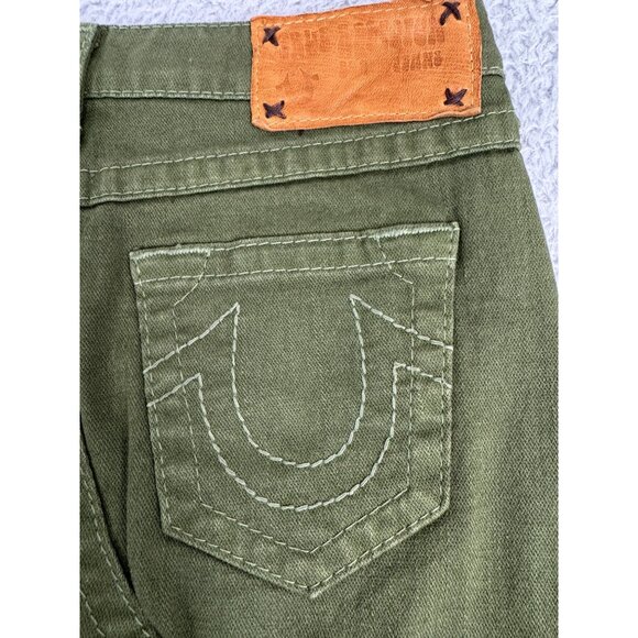 True Religion Womens Green Denim Mini Skirt Size 26 Rare Sample Design NWT - Picture 10 of 12